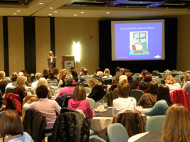 Linda plants the seeds of a thought into the minds of the conference attendees