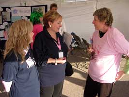 Linda talks to a survivor